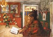 Carl Larsson Karin,Reading painting